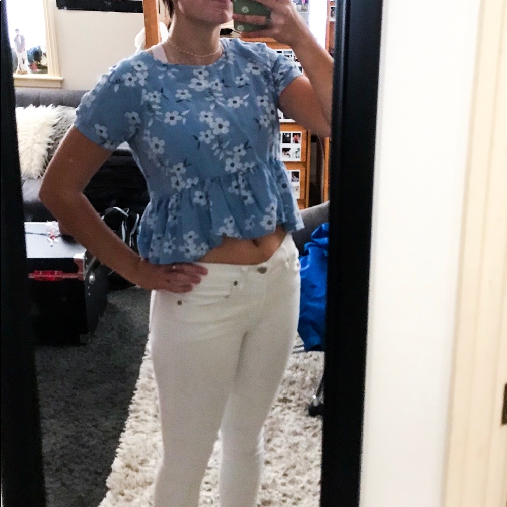 Blue Flower Print Top